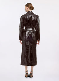 Printed Croco Leather Coat