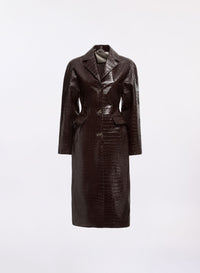 Printed Croco Leather Coat