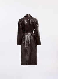 Printed Croco Leather Coat