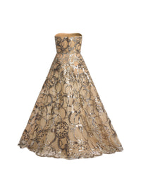 Embroidered Strapless Gown