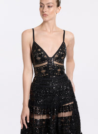 Tulle Embroidered Long Dress