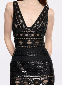 Tulle Embroidered Long Dress