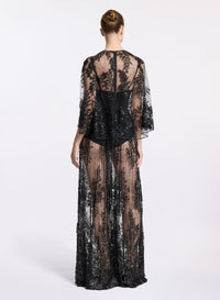 Embroidered Lace Long Dress