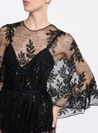 Embroidered Lace Long Dress