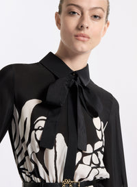 Printed Silk Midi Dress