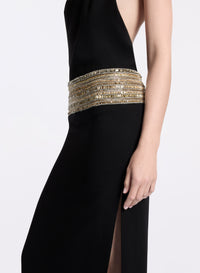 Crystal Embellished Halter Dress