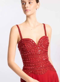 Silk Dress with Bead Embroidery