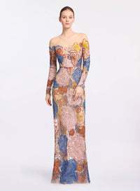 Floral Embroidered Sequin Dress