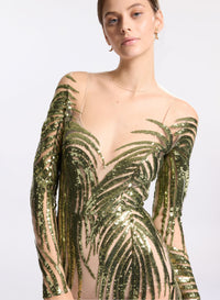 Embroidered Tulle Long Dress