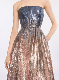 Gradient Sequin Flared Dress