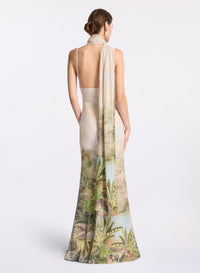 Printed Sequins Long Dress