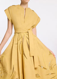 Embroidered Cotton Midi Dress