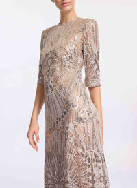 Embroidered Tulle Midi Dress