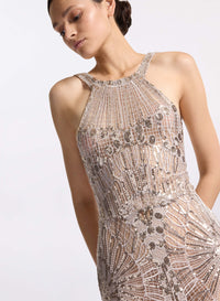 Embroidered Tulle Long Dress