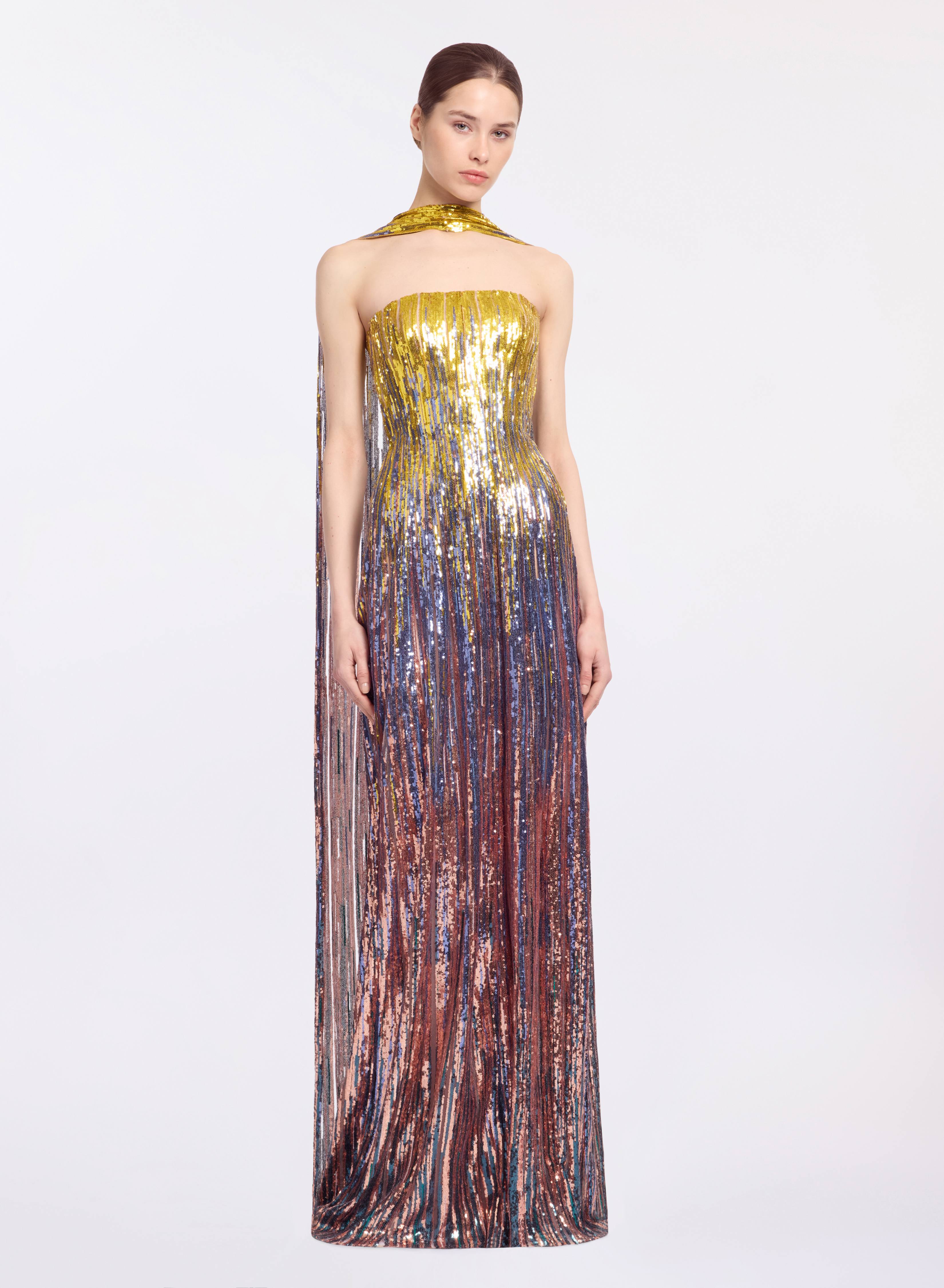 Multicolor Sequin Strapless Dress ELIE SAAB Multicolor Sequin Strapless Dress ELIE SAAB