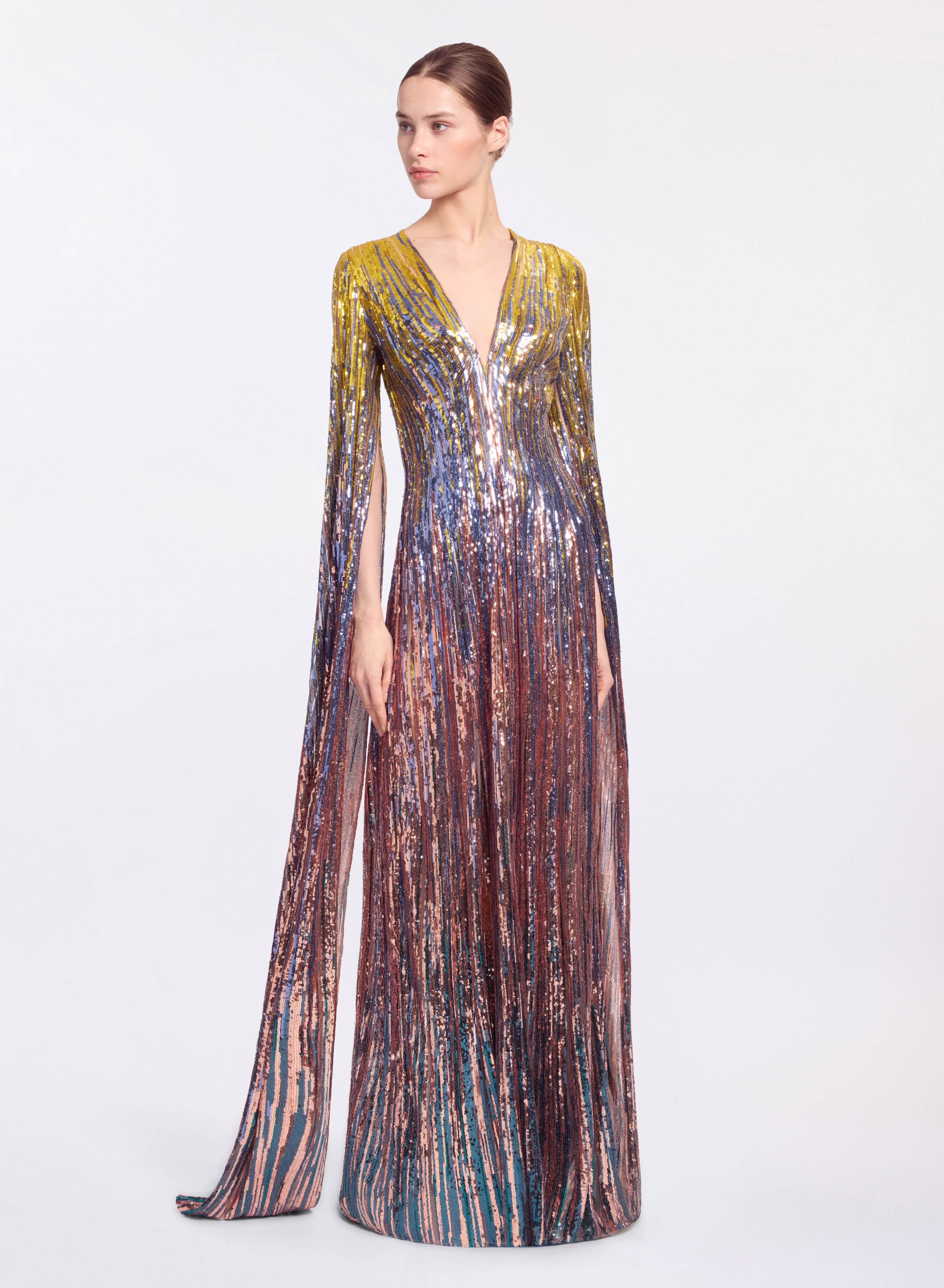 Multicolor Sequin Long Dress ELIE SAAB Multicolor Sequin Long Dress ELIE SAAB