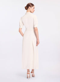 Embellished Pinstripe Midi Dress