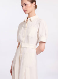 Embellished Pinstripe Midi Dress