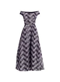Chevron Off-Shoulder Midi Dress