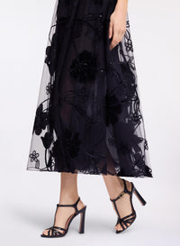 Velvet Embroidered Midi Dress