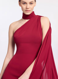 One-Shoulder Silk Long Dress