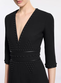 Embellished Wool Midi Dress