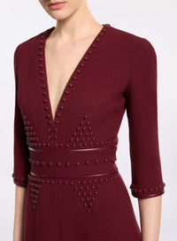 Embellished Wool Midi Dress