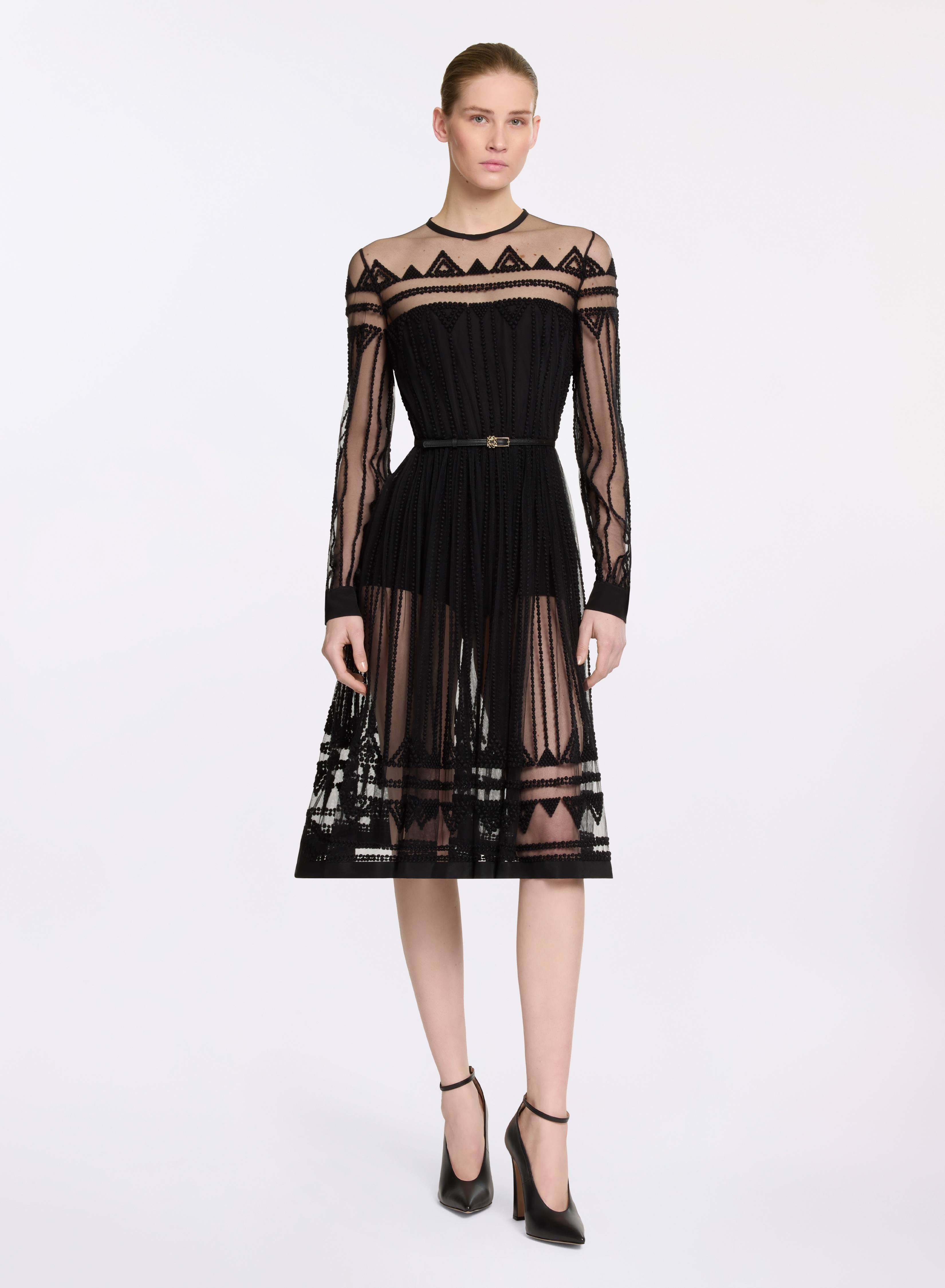 elie saab tulle embroidered midi dress Embroidered Tulle Midi Dress – ELIE SAAB