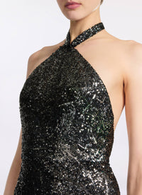 Sequin Halter Long Dress