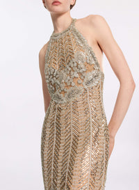 Bead Embroidered Long Dress