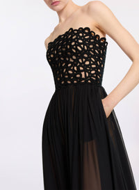 Macramé and Silk Long Dress