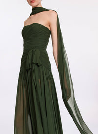 Strapless Silk Long Dress
