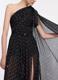 One-Shoulder Polka Dot Dress