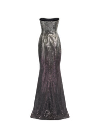 Strapless Gradient Sequin Gown