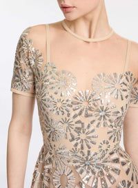 Sequin Embroidered Tulle Dress