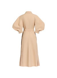 Pleated Cotton Midi Dress