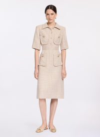 Sequin Tweed Midi Dress