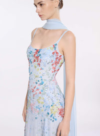 Bead Embroidered Long Dress