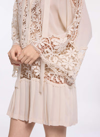 Silk & Macramé Short Dress