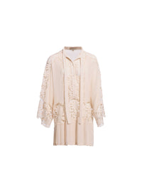 Silk & Macramé Short Dress