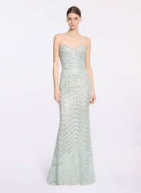Sequin Embroidered Strapless Dress