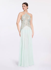 Sequin Embroidered Tulle & Silk Dress