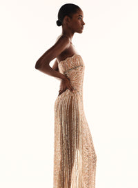 Bead Embroidered Long Dress