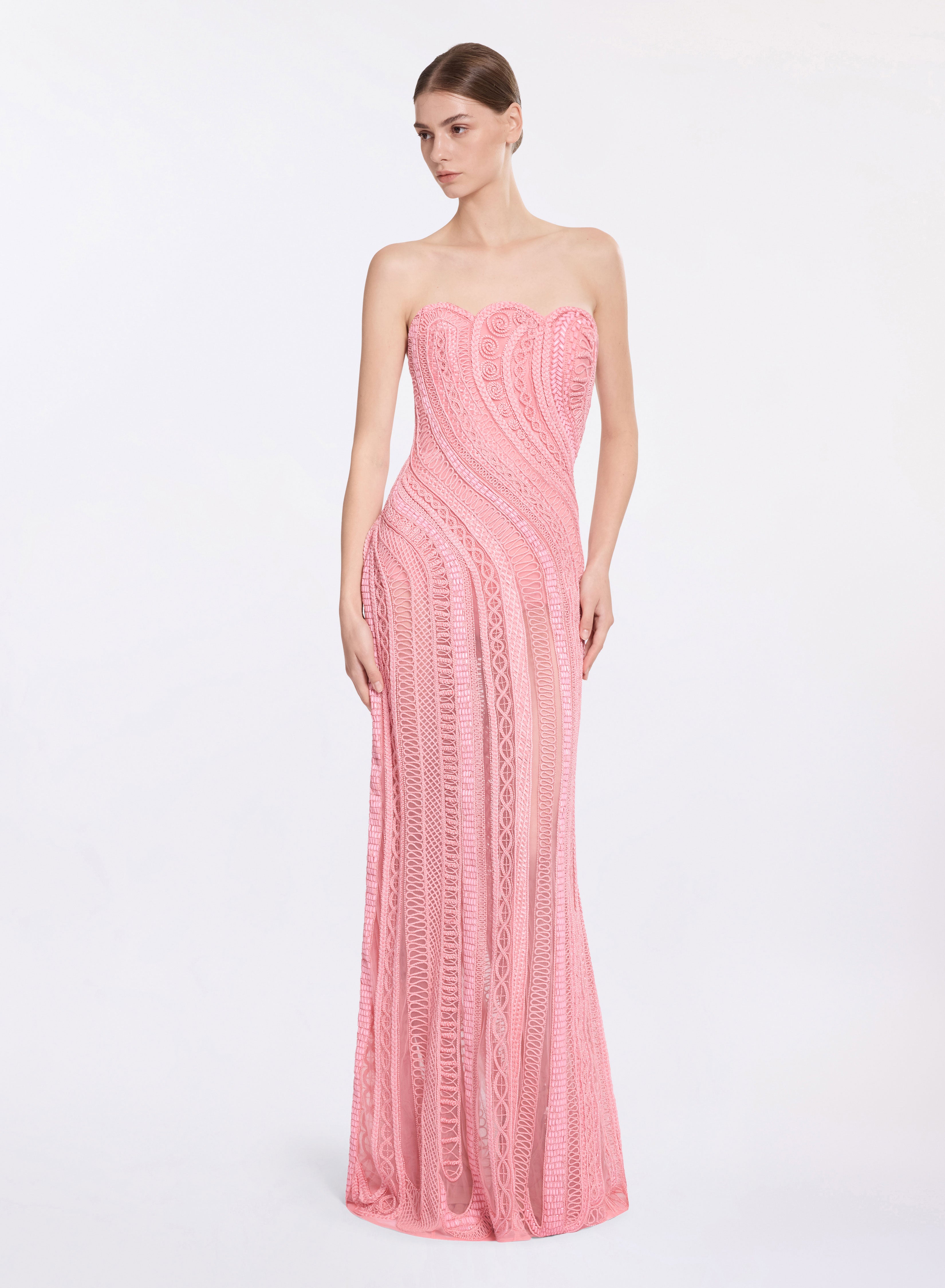 elie saab bead embroidered long dress Pop Pink / 38 Golden gown