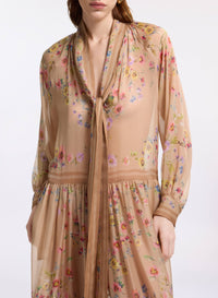 Printed Chiffon Midi Dress