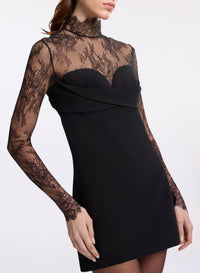 High Neck Lace Cady Short Dress