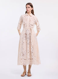 Cotton Embroidered Midi Dress