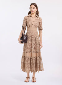 macrame‚ & Drill Midi Dress