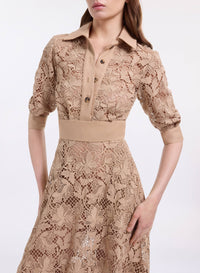 macrame‚ & Drill Midi Dress