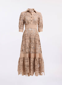 macrame‚ & Drill Midi Dress
